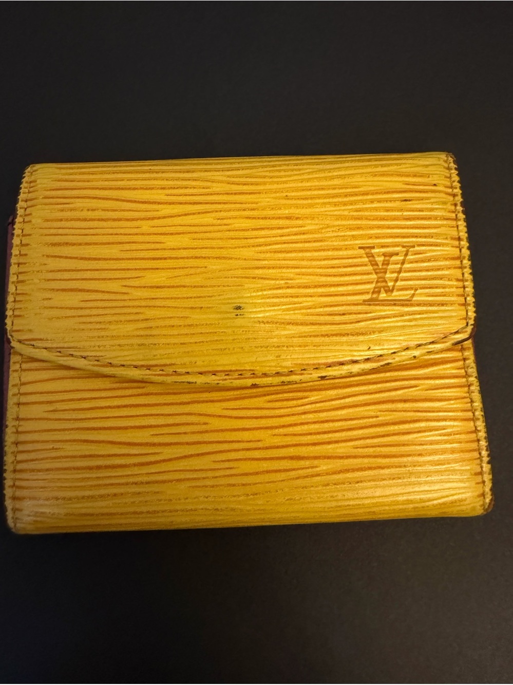 Authenthic Louis Vuitton Yellow Epi Leather Compact Wallet with LV Monogram